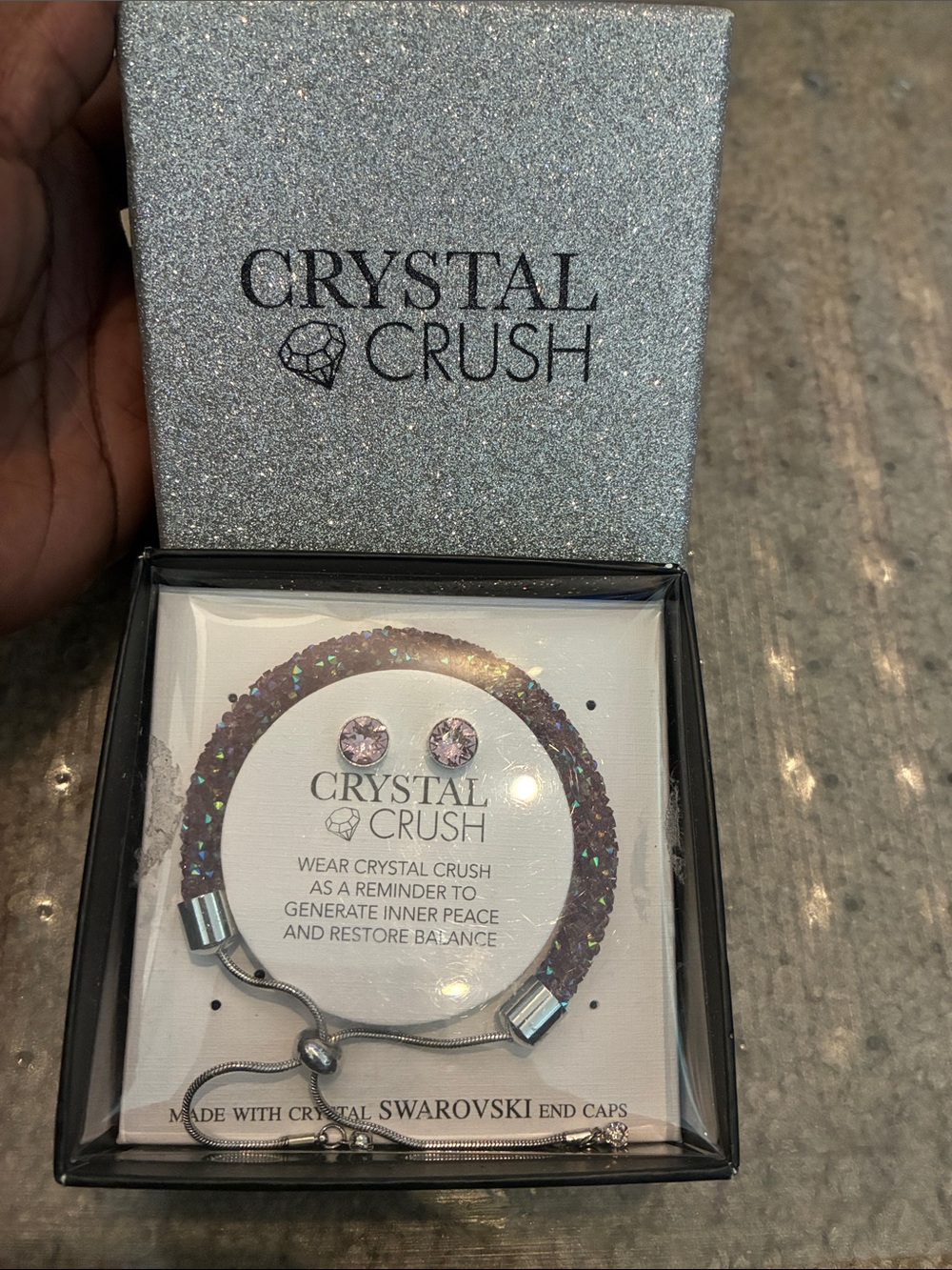 Crystal Crush Pink Crystal Bracelet & Stud Earrings Set